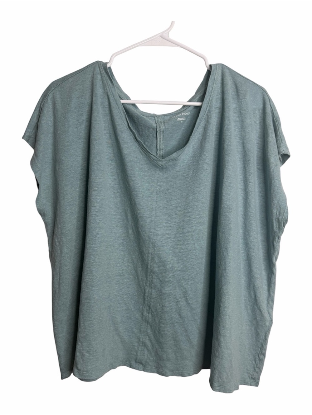 Eileen Fisher Organic Linen Coastal V‑Neck Wide Flowy Top SZ 1X Minimalist - Picture 3 of 8
